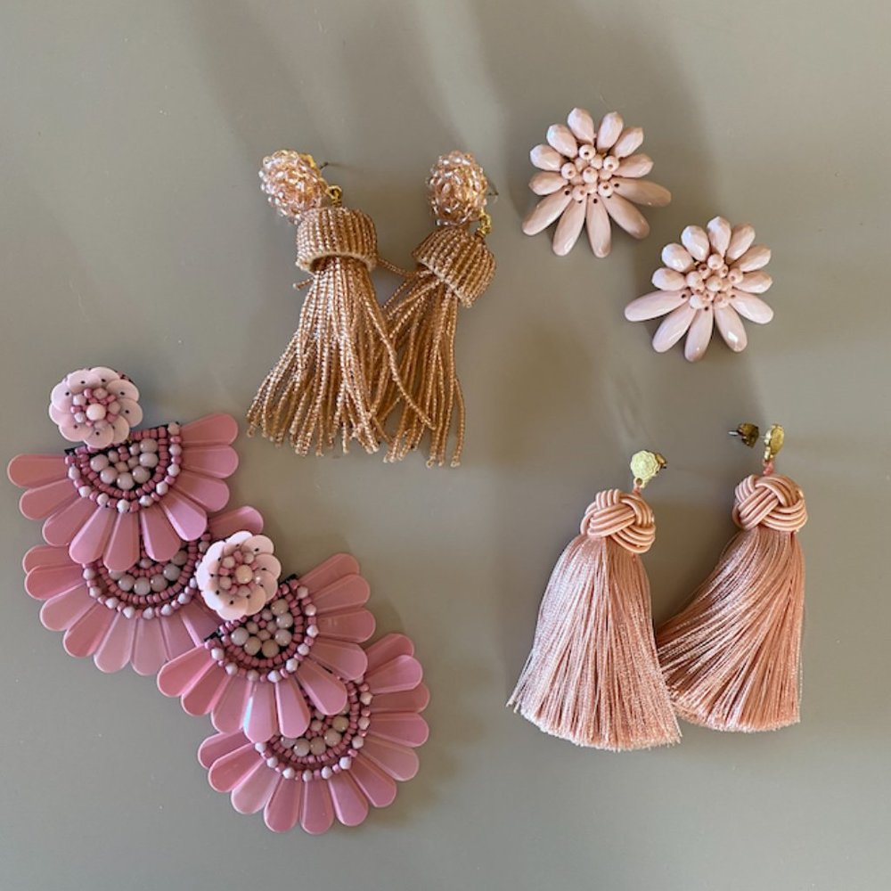 4 Pairs of Pink Statement Earrings